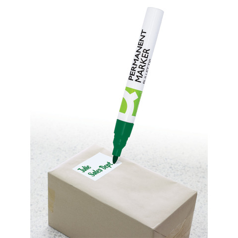 Marcatore permanente Q-Connect con fusto in metallo e punta conica 4 mm verde KF11711